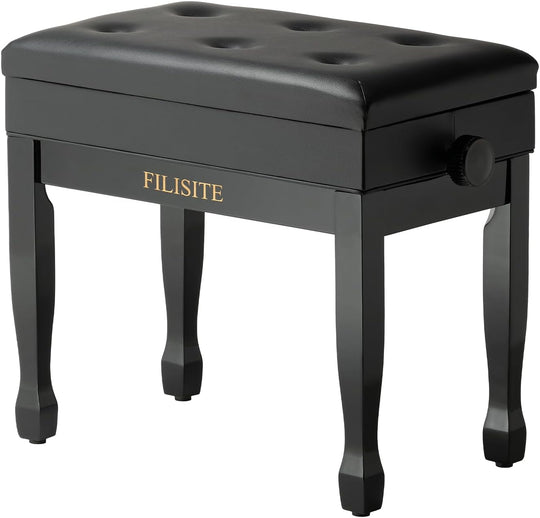 Adjustable Height Piano Stool Bench PU Leather Cushion