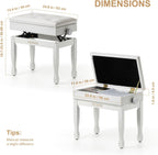 Adjustable Height Piano Stool Bench PU Leather Cushion