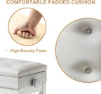 Adjustable Height Piano Stool Bench PU Leather Cushion
