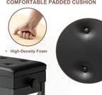 Adjustable Height Piano Stool Bench PU Leather Cushion