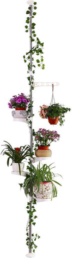 Adjustable Indoor Plant Stands Double Tension Pole Stainless