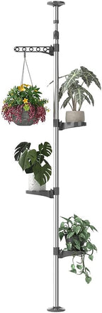 Adjustable Indoor Plant Stands Double Tension Pole Stainless