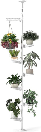 Adjustable Indoor Plant Stands Double Tension Pole Stainless