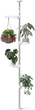 Adjustable Indoor Plant Stands Double Tension Pole Stainless