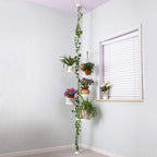 Adjustable Indoor Plant Stands Double Tension Pole Stainless