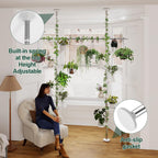 Adjustable Indoor Plant Stands Double Tension Pole Stainless