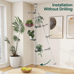 Adjustable Indoor Plant Stands Double Tension Pole Stainless