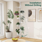 Adjustable Indoor Plant Stands Double Tension Pole Stainless