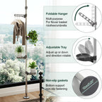 Adjustable Indoor Plant Stands Double Tension Pole Stainless