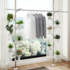 Adjustable Indoor Plant Stands Double Tension Pole Stainless