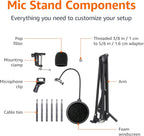 Adjustable Microphone Arm Stand with Pop Filter