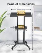 Adjustable Mobile Laptop Desk Rolling Stand-Up with Wheels