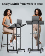 Adjustable Mobile Laptop Desk Rolling Stand-Up with Wheels