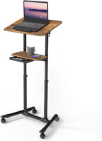 Adjustable Mobile Laptop Desk with Storage Tray 106-132CM