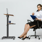 Adjustable Mobile Laptop Desk with Storage Tray 106-132CM