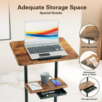 Adjustable Mobile Laptop Desk with Storage Tray 106-132CM