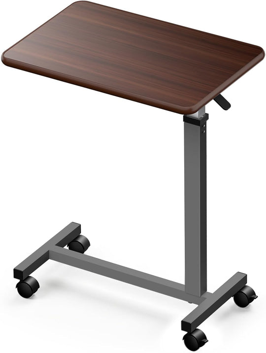 Adjustable Overbed Table with Wheels Bedside Rolling Pneumatic
