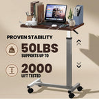 Adjustable Overbed Table with Wheels Bedside Rolling Pneumatic