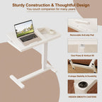 Adjustable Overbed Table with Wheels Solid Wood Split