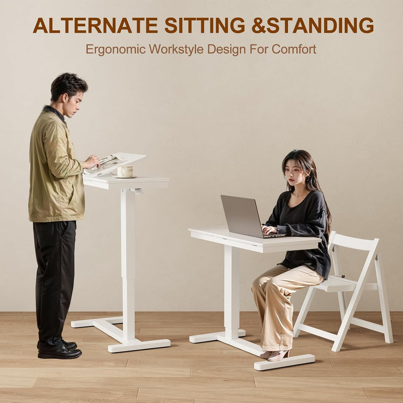 Adjustable Overbed Table with Wheels Solid Wood Split