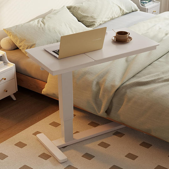 Adjustable Overbed Table with Wheels Solid Wood Split