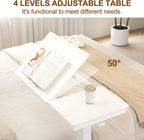 Adjustable Overbed Table with Wheels Solid Wood Split