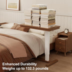 Adjustable Overbed Table with Wheels Solid Wood Split
