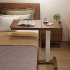 Adjustable Overbed Table with Wheels Solid Wood Split
