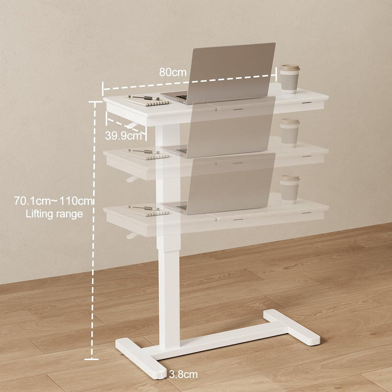 Adjustable Overbed Table with Wheels Solid Wood Split