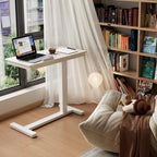 Adjustable Overbed Table with Wheels Solid Wood Split