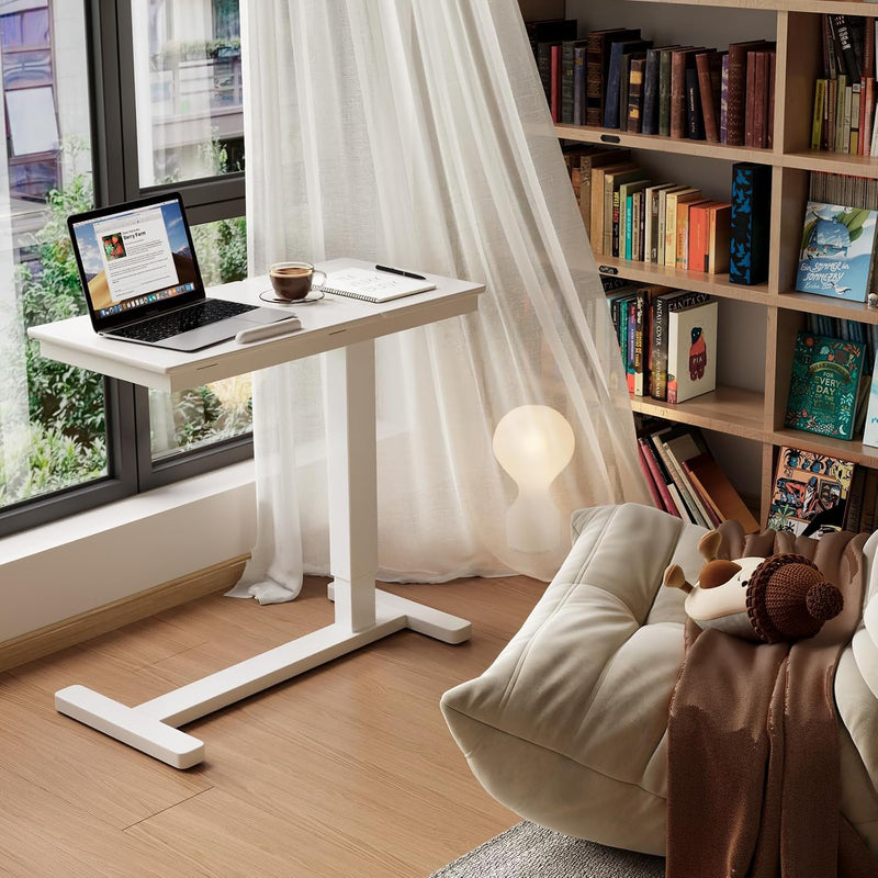 Adjustable Overbed Table with Wheels Solid Wood Split