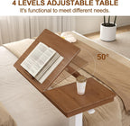 Adjustable Overbed Table with Wheels Solid Wood Split