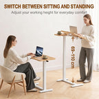 Adjustable Overbed Table Wood Sofa Side with Wheels