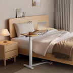 Adjustable Overbed Table Wood Sofa Side with Wheels