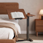 Adjustable Overbed Table Wood Sofa Side with Wheels