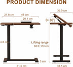 Adjustable Overbed Table Wood Sofa Side with Wheels