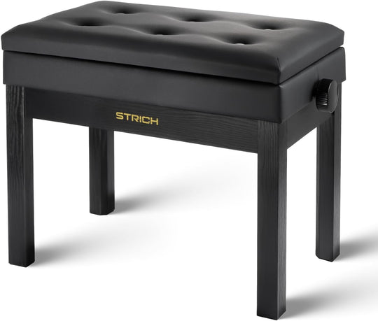 Adjustable Piano Bench with Storage Wooden Keyboard Bookcase
