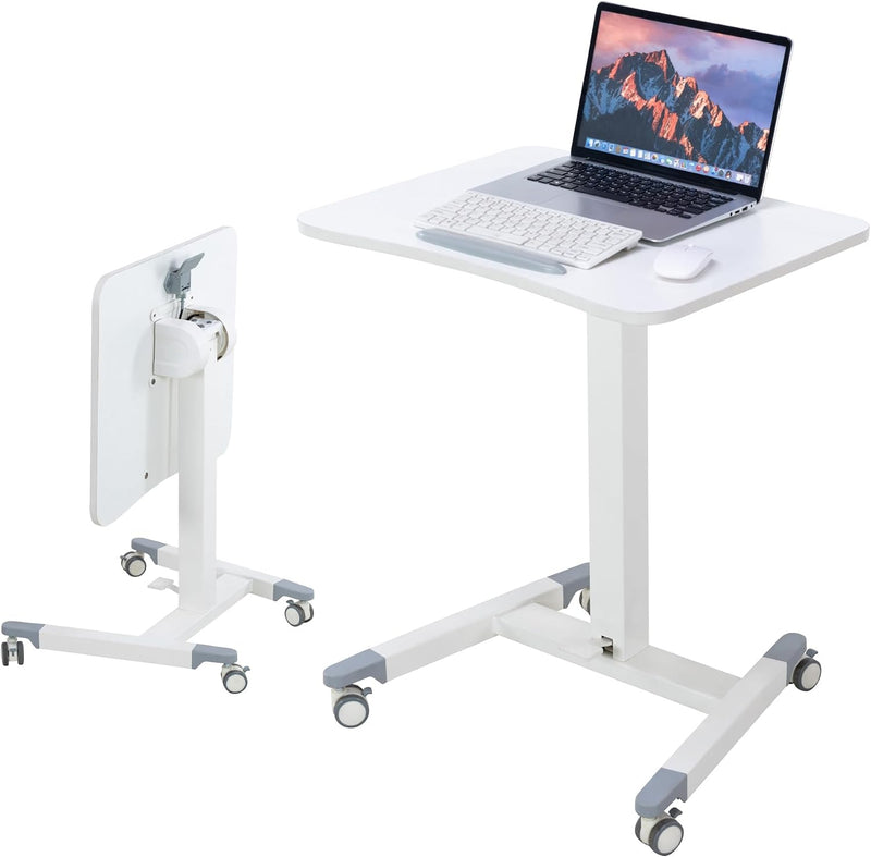 Foot Pedal Height Adjust Pneumatic Overbed Foldable Table