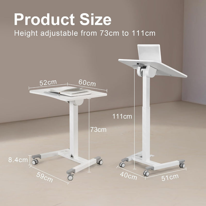 Foot Pedal Height Adjust Pneumatic Overbed Foldable Table