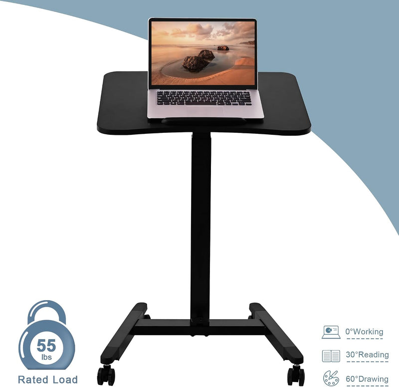 Foot Pedal Height Adjust Pneumatic Overbed Foldable Table