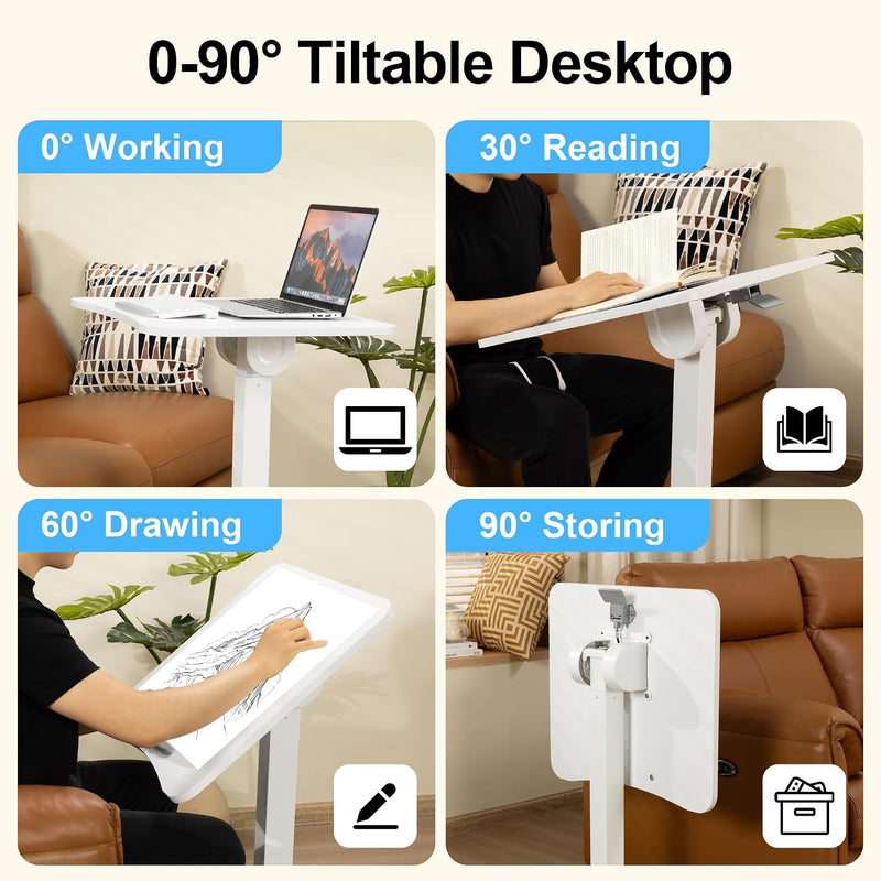 Foot Pedal Height Adjust Pneumatic Overbed Foldable Table