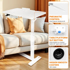 Adjustable Pneumatic Overbed Table with Wheels Split Top