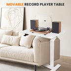 Adjustable Pneumatic Overbed Table with Wheels Split Top