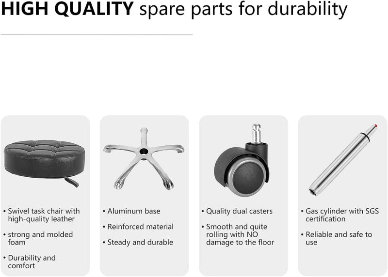 Adjustable Rolling Stool Chair with Wheels for Massage