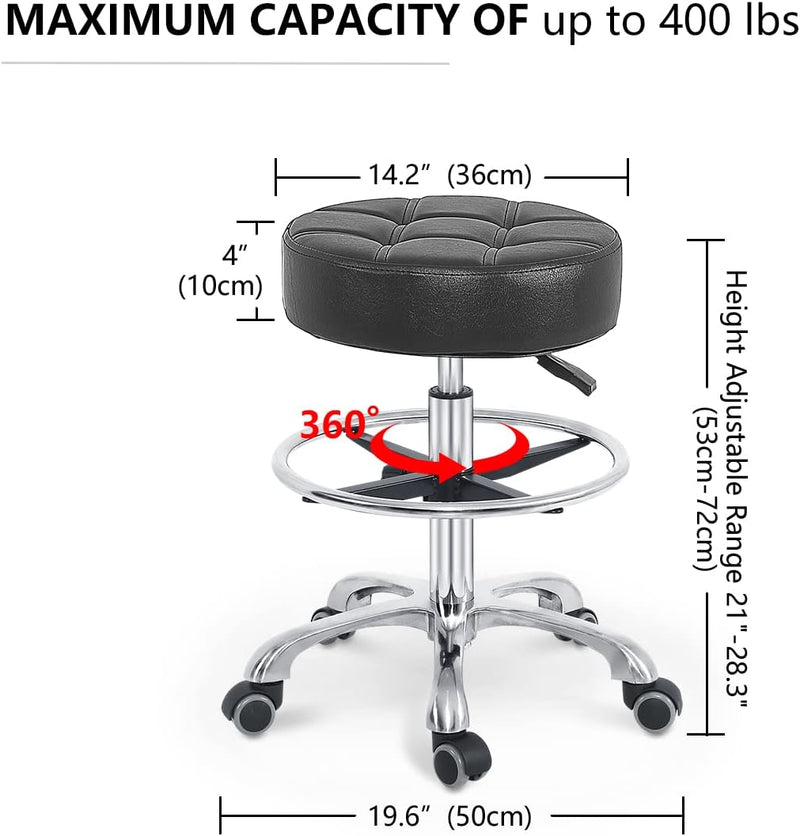 Adjustable Rolling Stool Chair with Wheels for Massage