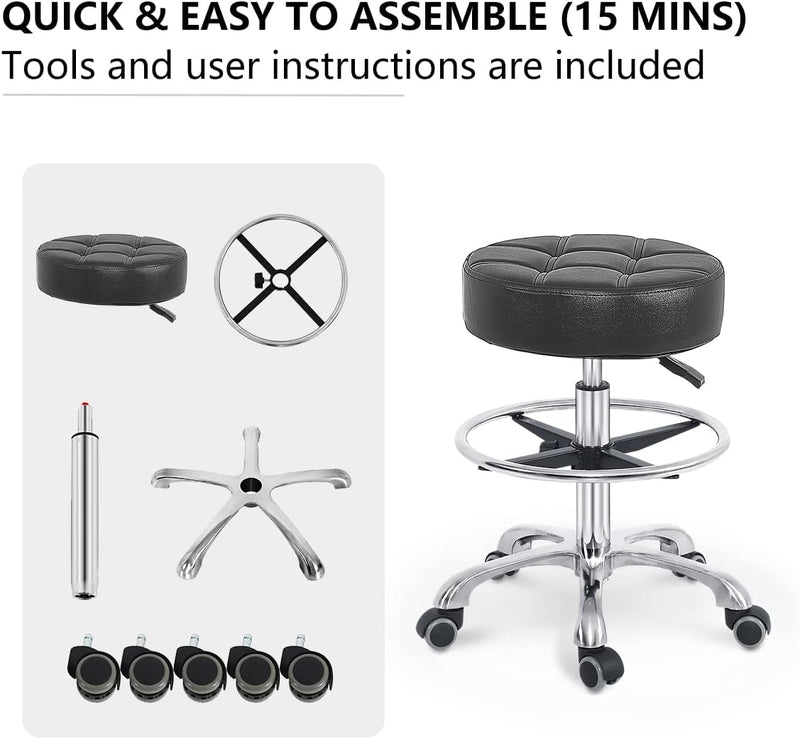 Adjustable Rolling Stool Chair with Wheels for Massage