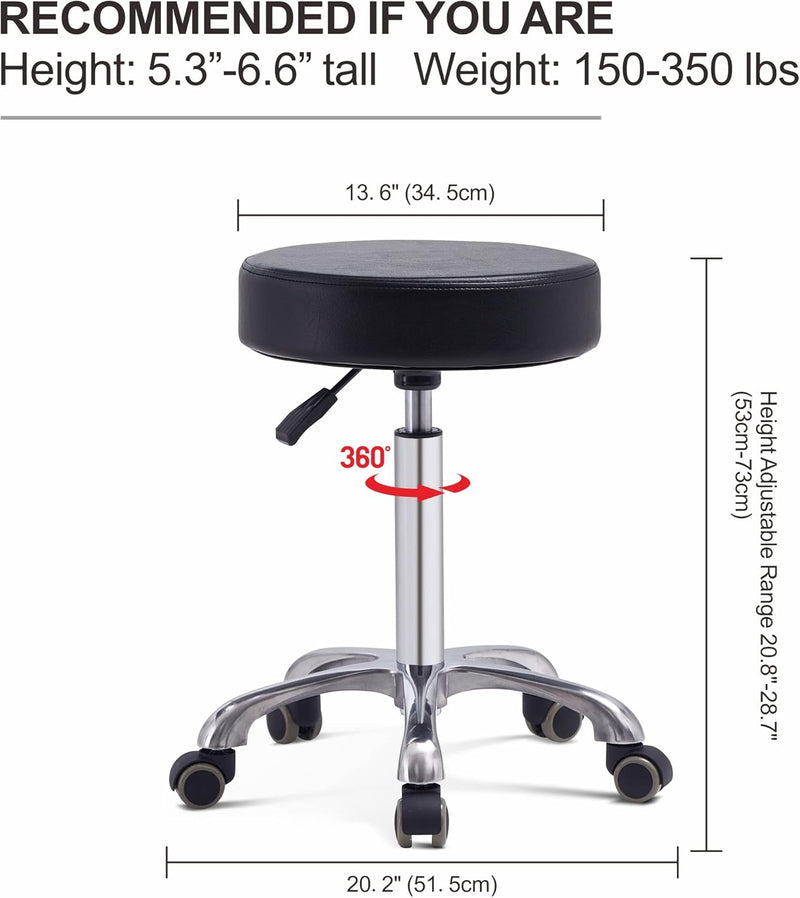 Adjustable Rolling Stool Chair with Wheels for Massage