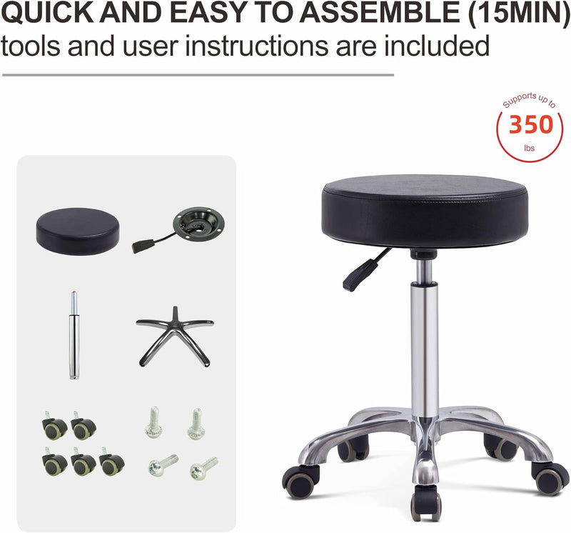 Adjustable Rolling Stool Chair with Wheels for Massage