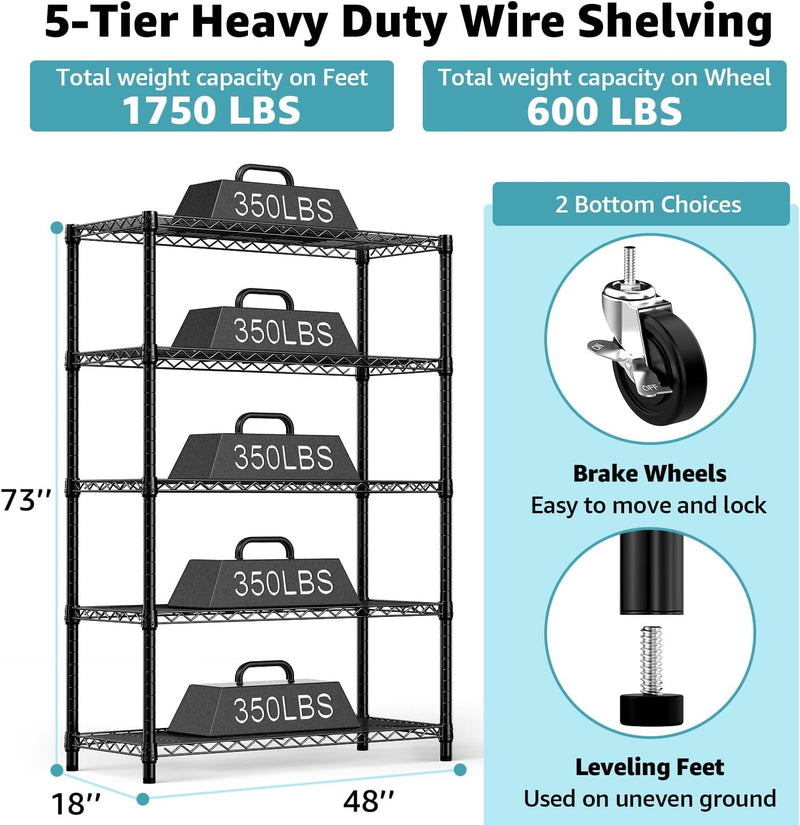 Adjustable Shelves Heavy Duty Wire Pantry Shelving