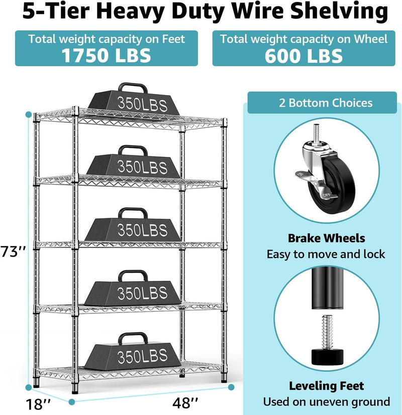 Adjustable Shelves Heavy Duty Wire Pantry Shelving